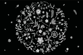 Tapeta folklórne kvety na čiernom pozadí