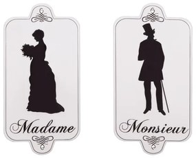 Kovová ceduľa 16,5x33 cm Madame Monsieur – Antic Line