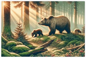 Obraz - Medvede v lese (90x60 cm)