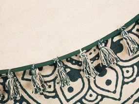 Okrúhly bavlnený koberec so strapcami ø 120 cm béžová/zelená IRICE Beliani