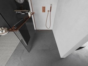 Mexen Kioto+ L, sprchová zástena Walk-In s poličkou a vešiakom 85 x 200 cm, 8mm číre sklo, ružové zlato profil, 800-085-123-60-00