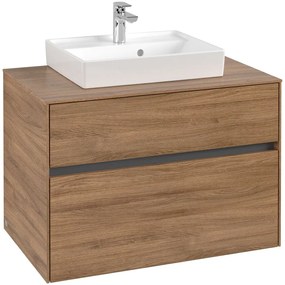 VILLEROY &amp; BOCH Collaro závesná skrinka pod umývadlo na dosku (umývadlo v strede), 2 zásuvky, 800 x 500 x 548 mm, Oak Kansas, C06900RH