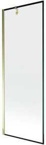 Mexen Next, vaňová zástena 1-krídlová 70 x 150 cm, fixné krídlo, 6 mm číre sklo s čiernym vzorom, zlatý profil, 895-070-000-00-70-50