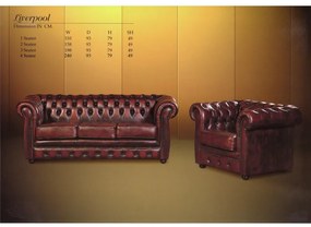 Pohovka štvormiestna Chesterfield Liverpool z pravej hovädzej kože Brown Brown