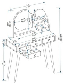 Kozmetický stolík Ruges Anthracite