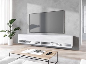 Závesná TV skrinka Adenuk 140 MDF (biela + biela vlna) (s LED RGB osvetlením). Vlastná spoľahlivá doprava až k Vám domov. 1106327