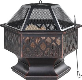 Záhradné ohnisko Hexa 70 cm čierne