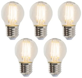 Sada 5 stmievateľných LED žiaroviek E27 s guľatým tvarom 5W 470lm 2700K