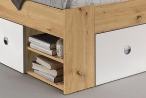 Posteľ s nočnými stolíkmi Stefan 140x200 cm, dub artisan/biela