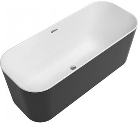 VILLEROY &amp; BOCH Finion voľne stojaca vaňa z materiálu Quaryl (bez spoja medzi panelom a vaňou), odtok v strede, 1700 x 700 x 633 mm, funkcia Emotion, Colour on Demand, Chrome, Stone White, UBQ177FIN7A1BCV3RW