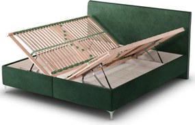 Posteľ s roštmi Stephano 180x200 cm, zelená štrukturovaná látka