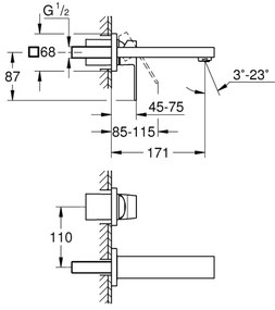 GROHE 19895000 - Umývadlová dvojotvorová batéria EUROCUBE 171 mm lesklý chróm