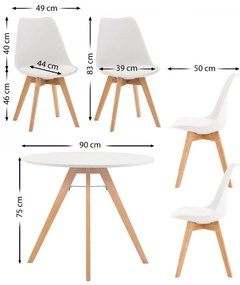 Jedálenska súprava stoličiek a stola Livik (SET 4+1), biela