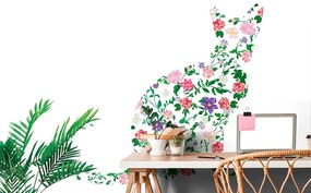 Samolepiaca tapeta mačka z kvetín - 300x200