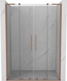 Mexen Velar L Duo, posuvné sprchové dvere do otvoru 150 cm, 8mm číre sklo, medená matná, 871-150-003-02-65