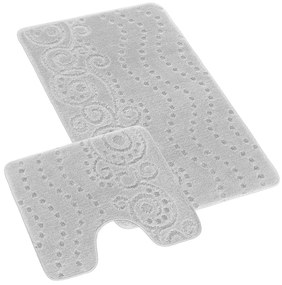 Kúpeľňová a WC predložka ornament svetlo šedý 60x100+60x50cm