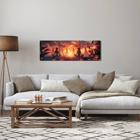 Obraz - Jóga v prírode (s hodinami) (90x30 cm)