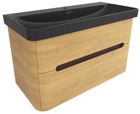 Kúpeľňová skrinka s umývadlom SAT Fusion 97,5x53x45 cm dub medový mat SATFUSION2100DMBKM, 1 ks