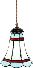 Modrá závesná Tiffany lampa červené pruhy RedLine - Ø 15*115 cm E14/max 1*25W