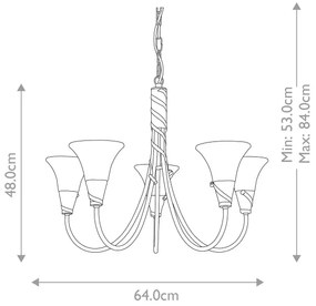 Elstead EM5-COPPER - Luster na reťazi EMILY 5xE14/40W/230V