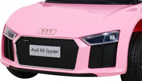 Ramiz Audi R8 na batérie pre deti Ružová + Diaľkové ovládanie + EVA + Pomalý štart + MP3 LED