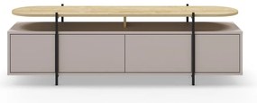 Sivo-béžový TV stolík v dekore duba 160x48 cm Hinoa – Marckeric