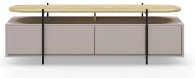 Sivo-béžový TV stolík v dekore duba 160x48 cm Hinoa – Marckeric