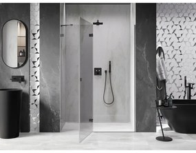 Mexen, Mexen Lunar ľavé otočné sprchové dvere 135 cm, priehľadné, pištoľovo šedé kartáčované - 834-135-000-66-00-L