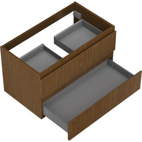 Mexen Rivel, kúpeľňová skrinka 80 cm, 2 zásuvky, drážkovaná, orech, 91A20-08047-2-BFF86