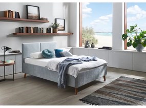 Svetlomodrá čalúnená dvojlôžková posteľ s roštom 140x200 cm Piano – Meise Möbel