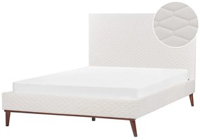 Zamatová posteľ 140 x 200 cm krémová biela BAYONNE Beliani