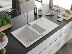 Mexen Matias - drez granitový 90,0x50,5cm, 1,5-komorový, biela, 6502901505-20