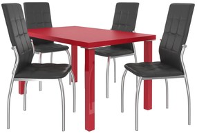Jedálenský set 1 + 4 Belini červený / čierne Loreno LOR/0/ZES/R/4B