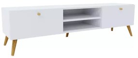 TV skrinka ROTUNDA Alpská biela - dub nožičky, 160 cm