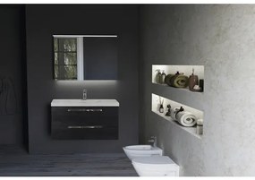 Kúpeľňová zostava Sanox Seville prírodný kameň zrkadlo 60 cm dub čierny s LED