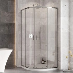 Besco Štvrťkruhový sprchovací kút ZARYA CHROM HR 80x80 (90x90) + vanička AXIM biela BESCO-Rozmery: 80x80