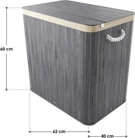 Bambusový košík na bielizeň 150 l s vekom a vreckom