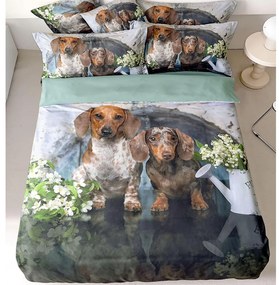 Bavlnené posteľné obliečky 7-dielne pes D-205