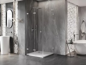 Mexen Lunar-F L, 1-krídlový sprchový kút so skladacími dverami, ľavý, 80 x 80 cm, 8mm číre sklo, chrómový profil, 836L-080-080-01-00-L