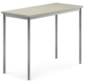 Stôl SONITUS, 1200x600x900 mm, linoleum - svetlošedá, strieborná