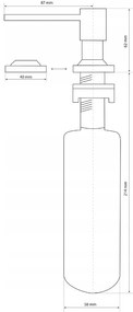 Gamma Quatro, dávkovač saponátu pre kuchynský drez 300ml, oceľová, GMA-DOK-IX