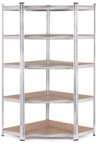 Rohový úložný regál 180x90x40 cm, 5 políc, nosnosť 875 kg, ModernHome