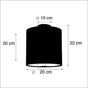 Stropné svietidlo s zamatovým tienidlom modré so zlatom 20 cm - Combi Black