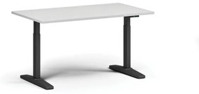 Výškovo nastaviteľný stôl, elektrický, 675-1325 mm, doska 1400x800 mm, čierna podnož, biela