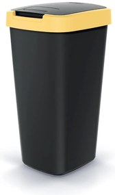 Odpadkový kôš s farebným vekom, 25 l, žltá / čierna