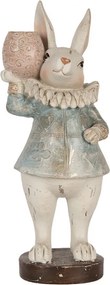 Dekorácia figúrka králik v modrom kabátiku - 11*10*29 cm