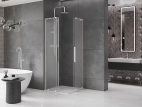 Mexen Velar L Duo, sprchový kút s posuvnými dverami 80 x 80 cm, 8mm sklo námraza, brúsená oceľ, 871-080-080-02-33-97