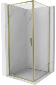 Mexen Exo, výklopný sprchový kút 75 x 75 cm, číre sklo, zlatá, 8181-075-075-50-00