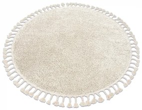 Okrúhly koberec BERBER 9000,  krémový - strapce, Berber, Maroko, Shaggy