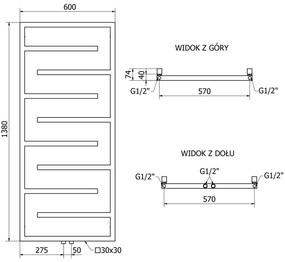 Mexen Orlando, vykurovacie teleso 1380 x 600 mm, 499 W, čierna, W207-1380-600-00-70